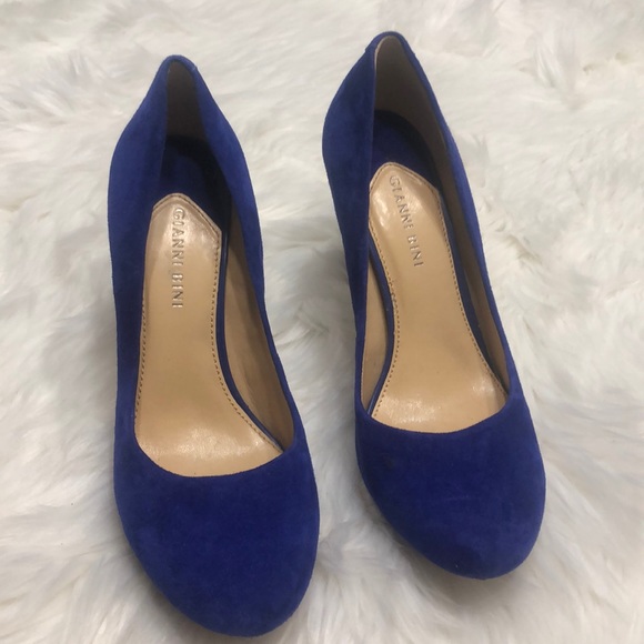 Gianni Bini Blue leather upper heels size 9.5 - Picture 2 of 8